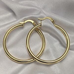 Hoop Earrings 18K Gold Filled Classic Hoop Earrings 1.50 Inches.